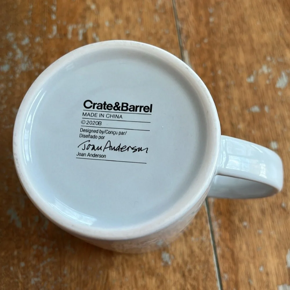 Crate & Barrel Penguin Mug Christmas Holiday Winter Joan Anderson 2020
